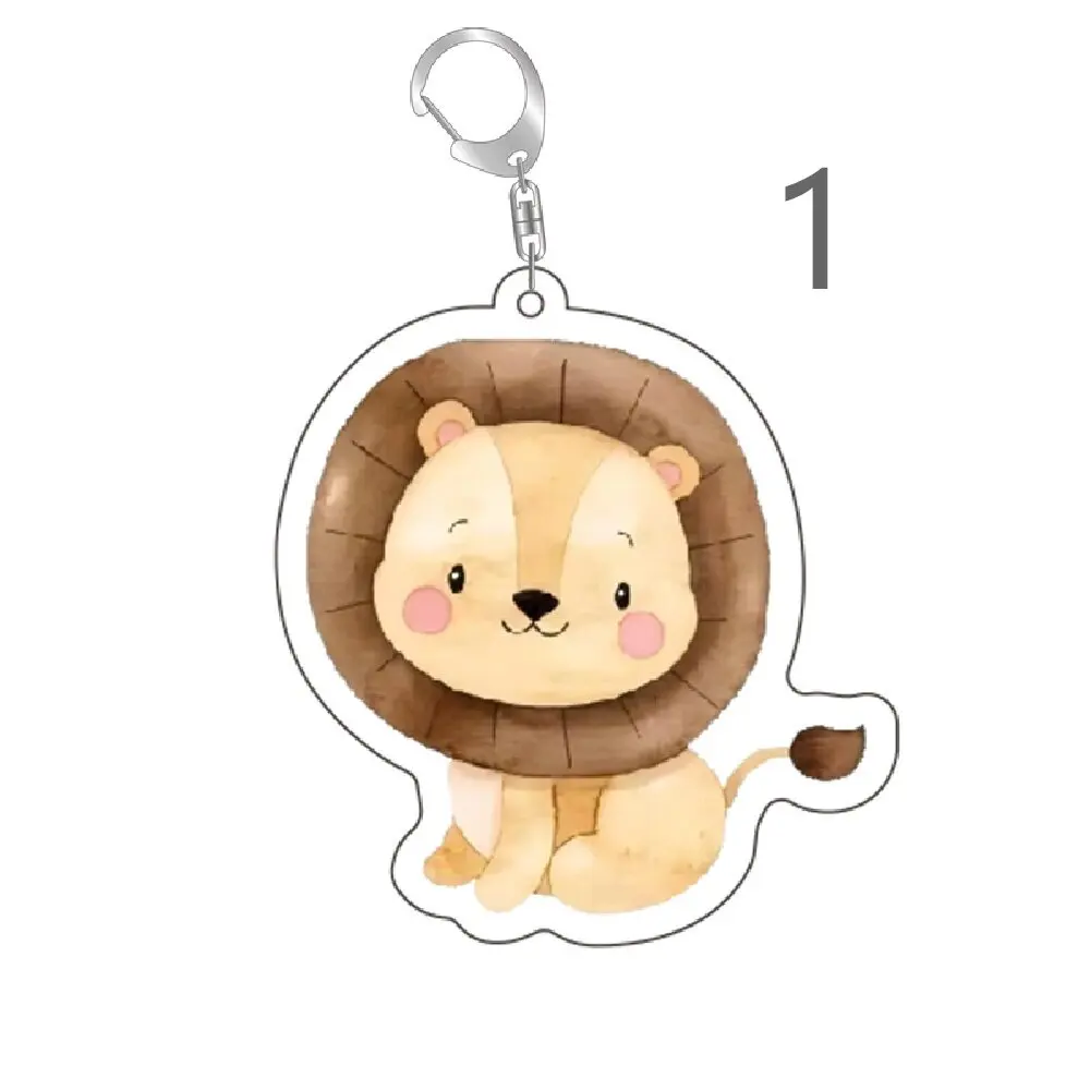 Jungle Animal Safari Theme keychains lion Giraffe Elephant Keychain Decor Birthday Party Gift keyring Bag Ornament Charm Pendent