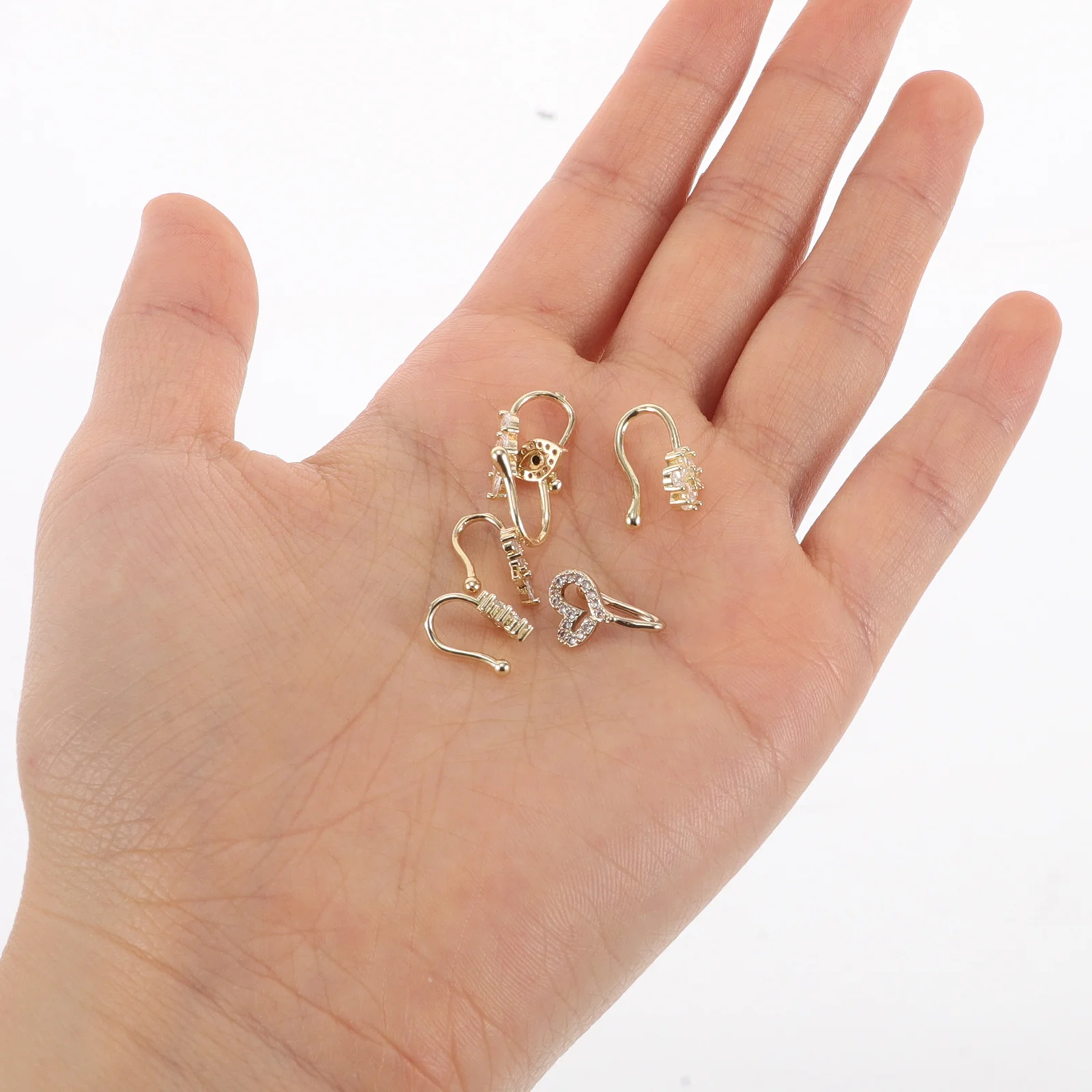 6 قطعة مقاطع الأنف غير ثقب U-شكل ورقة زهرة العين تصميم مشبك قابل للتعديل على الأصفاد الأنف للنساء الرجال المألوف تألق