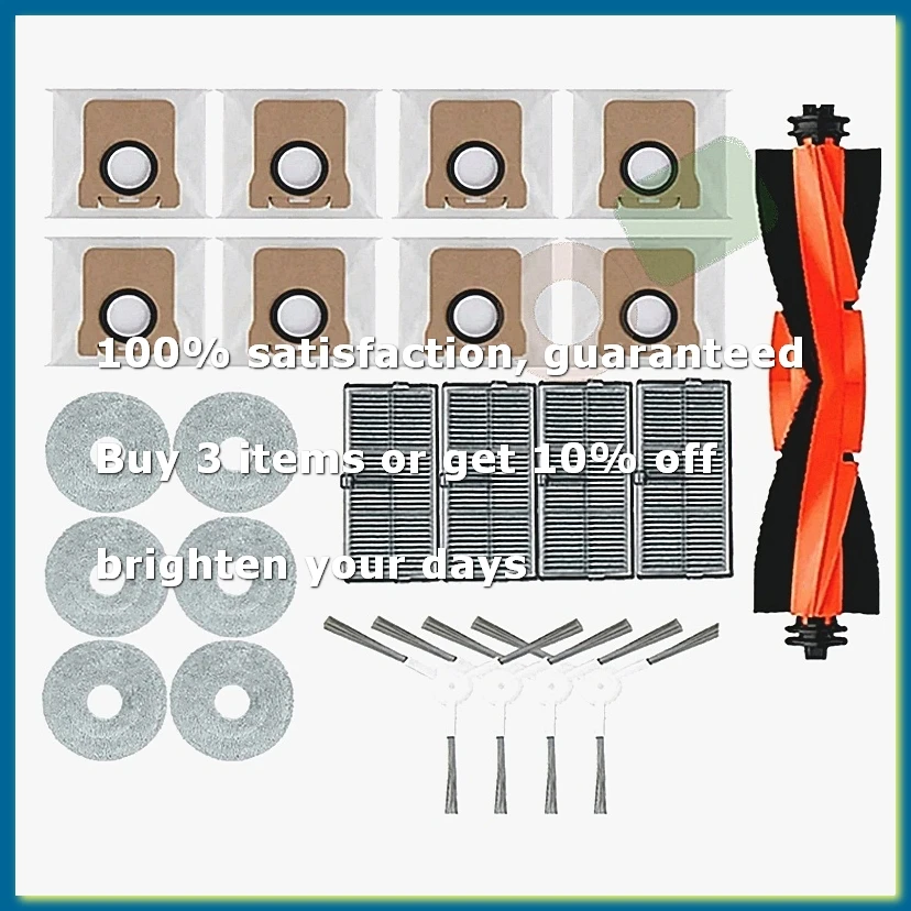 ●For M30S D103CN Robot Vacuum Spare Parts Main Side Brush Hepa Filters Mop Cloth Dust Bags Accessories