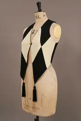 1990s Ladies Gothic Vintage Black and White Waistcoat Vest Victorian Vest With Hanging Tassels Adult Halloween Carnival Costume