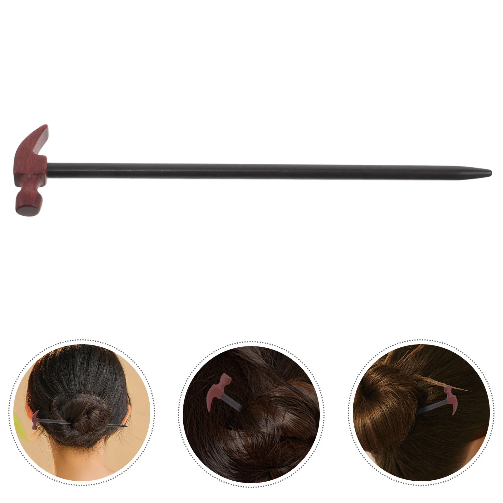 

Creative Hammer Design Wooden Hair Stick For Women Handmade Ebony Hairpin Artistic Updo Chignon Pin Vintage Chinese Style Hair