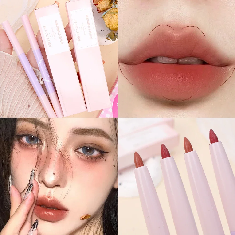 Waterdichte Overzicht Lip Vorm Lipliner Potlood Blijvende Matte Gladde Non-stick Cup Lippenstift Pen voor Vrouwen Koreaanse Make-up Cosmetica