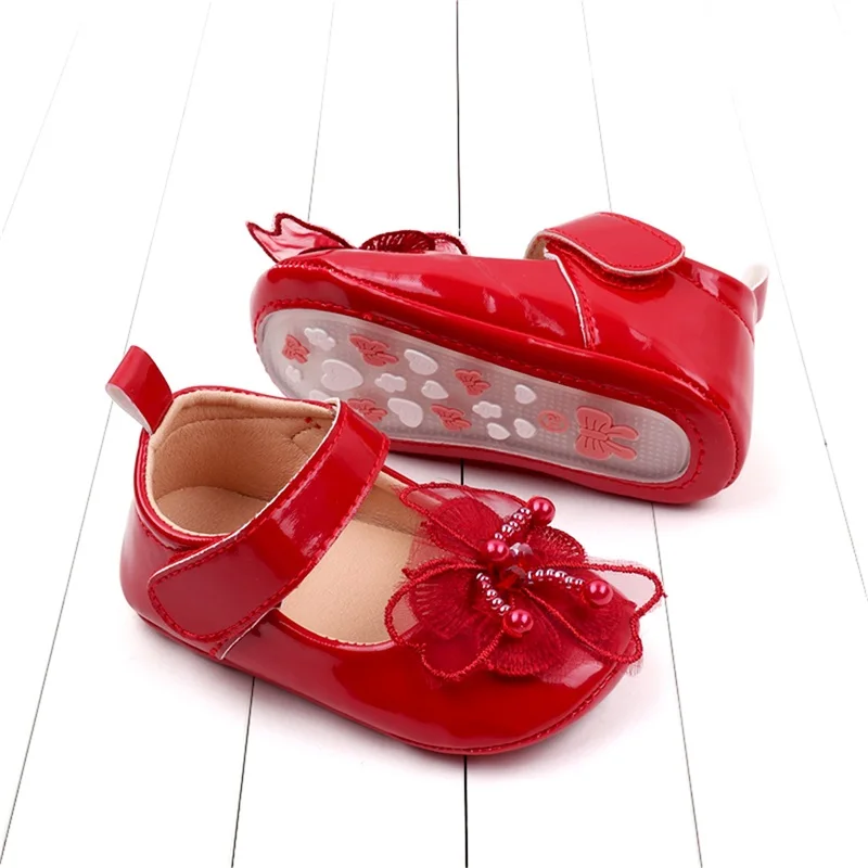 Baby Mädchen Prinzessin Schuhe weiche Pu Leder Blume rutsch feste erste Walker Schuhe Kleinkinds chuhe