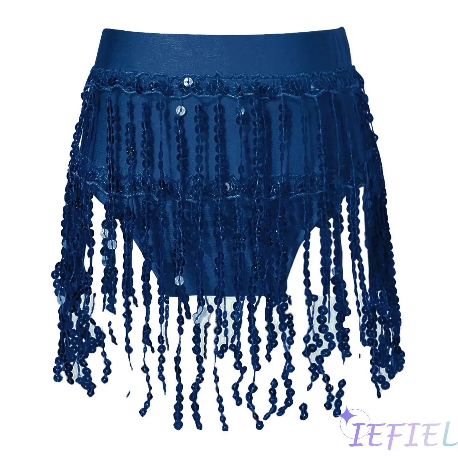 

Kids Girls Sequined Jazz Dance Fringe Skirted Latin Ballroom Dancewear Shorts Bottoms Performance Costumes