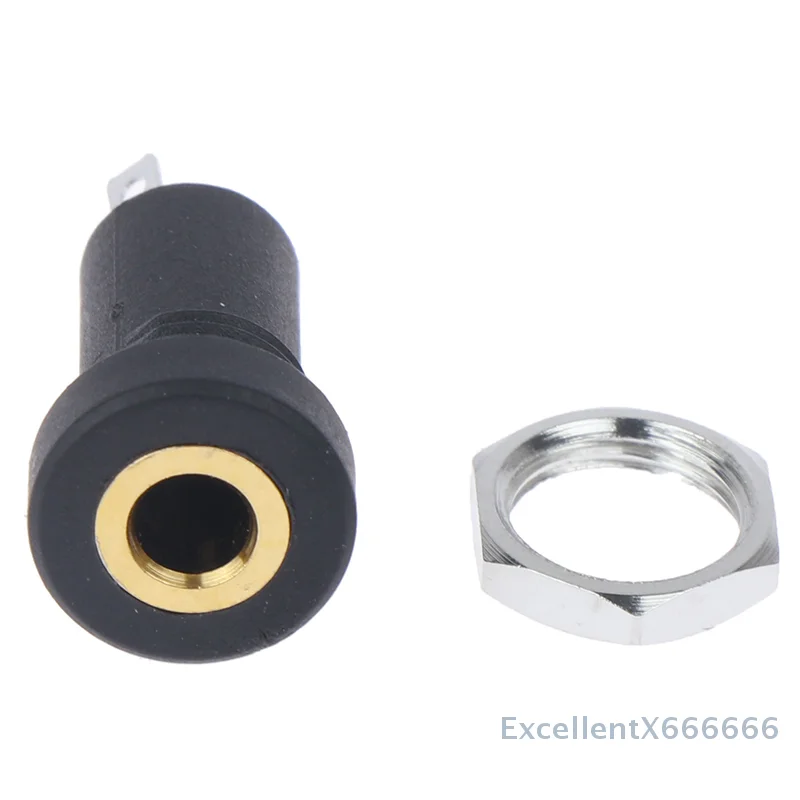 

Black 3-Pole 3.5mm Audio Jack Socket Stereo Solder Panel Mount with Gold Contacts And Nuts for Electronic Components