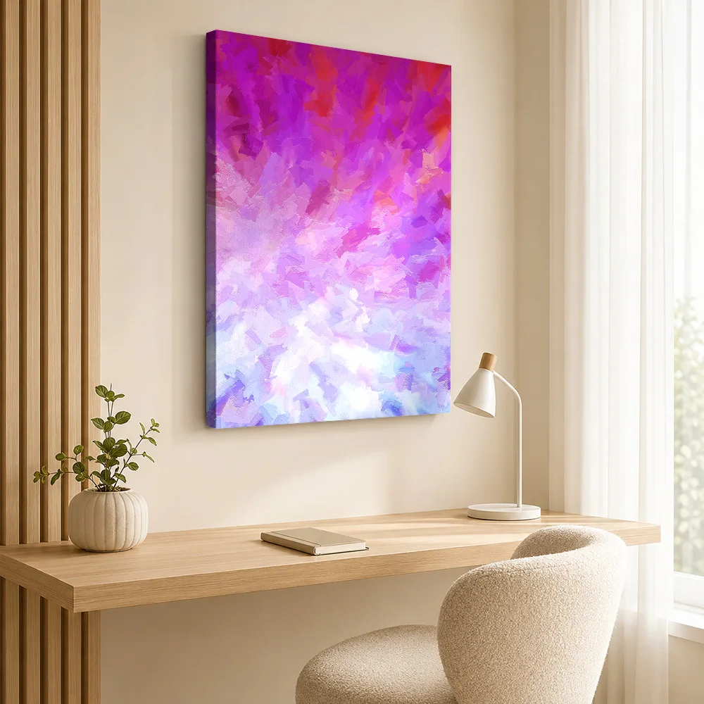 Pink And Blue Radiating Brushwork Canvas Poster Customized Photo Abstract Wall Art For Loft Living Room, Interior Stylist Gift
