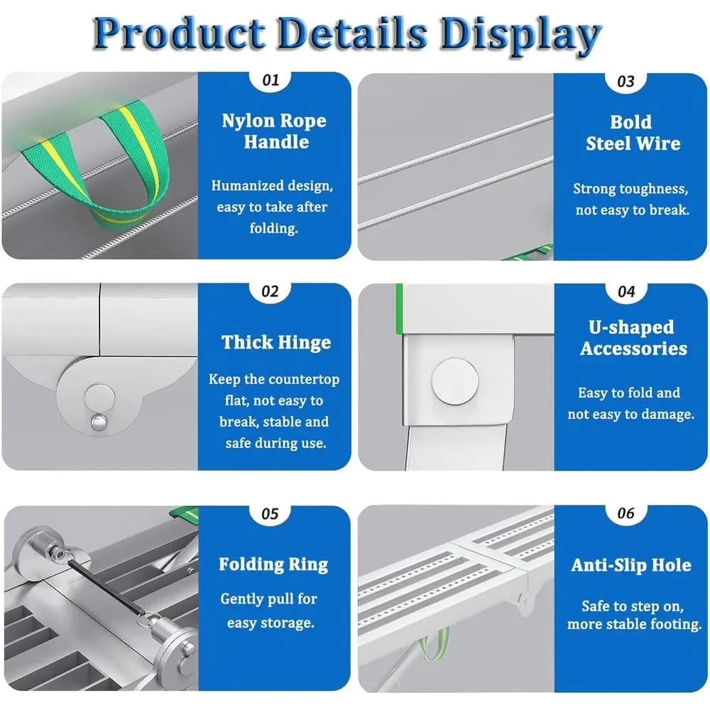 5-Gear Adjustable Height Folding Scaffold Workbench for Home Engineering Projects