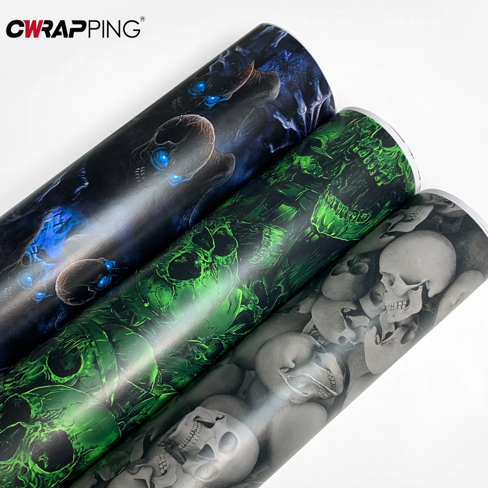 

Пленка для упаковки, виниловая пленка для автомобиля, водонепроницаемая текстура черепа, автомобильные обертывания «сделай сам», полное покрытие кузова, автомобильный винил для винилов для мотоциклов