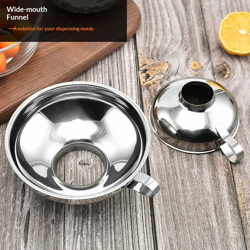 Stainless Steel Wide Mouth Funnel Large Caliber Jam Sauce Funnel Thickened Multi-Purpose Kitchen Funnel for Oil Wine
