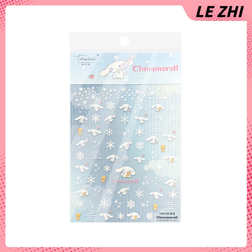 Sanrio Kerst Hellokitty Cinnamoroll Nieuwe Cartoon Nagelstickers Sneeuwpop Sneeuwvlok Diy Handgemaakte Stickers Nail Art Decoratie