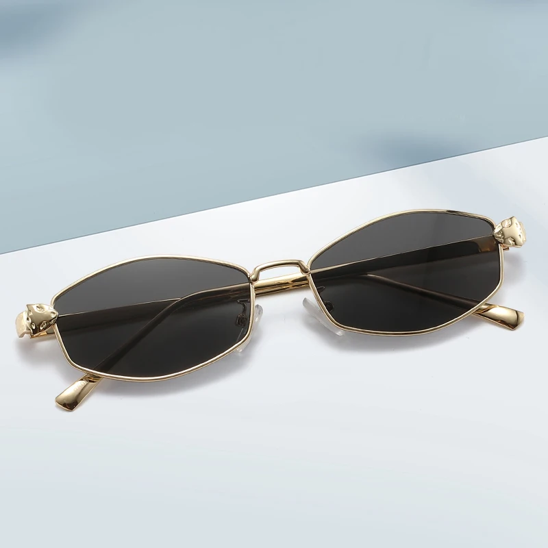 2 قطعة النظارات الشمسية المعدنية الشرير المضلع النساء الرجال الفاخرة في الهواء الطلق الظل نظارات خمر عدسة سوداء مسدس نظارات شمسية للجنسين #3