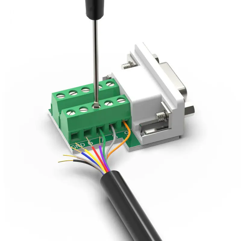 1PCS Solderless DB9 Snap-Fit Serial Port Connector Male and Female Plug 9-Pin Adapter Cable Terminal RS232/484COM Port Solder