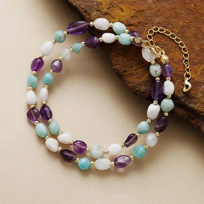 

Natural crystal stone necklace bracelet set