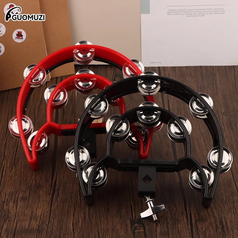 Círculo de tambor, sonajero de doble fila, anillos de tambor, pandereta semicircular con perno de ojo de montaje, instrumentos musicales de percusión Orff