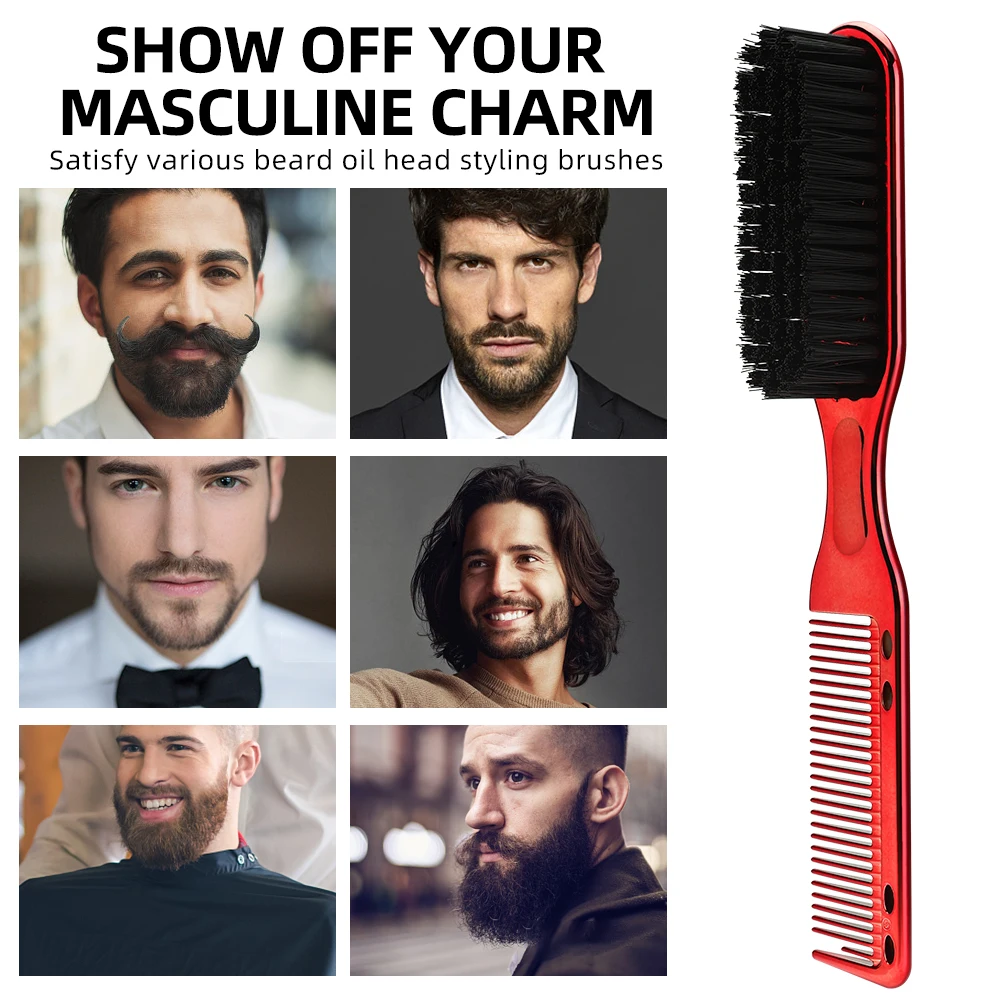 

3 Color Dual-Sided Beard Brush & Comb 2-in-1 Men's Professional Barber Shaving Tool Salon Hair Styling Supplies