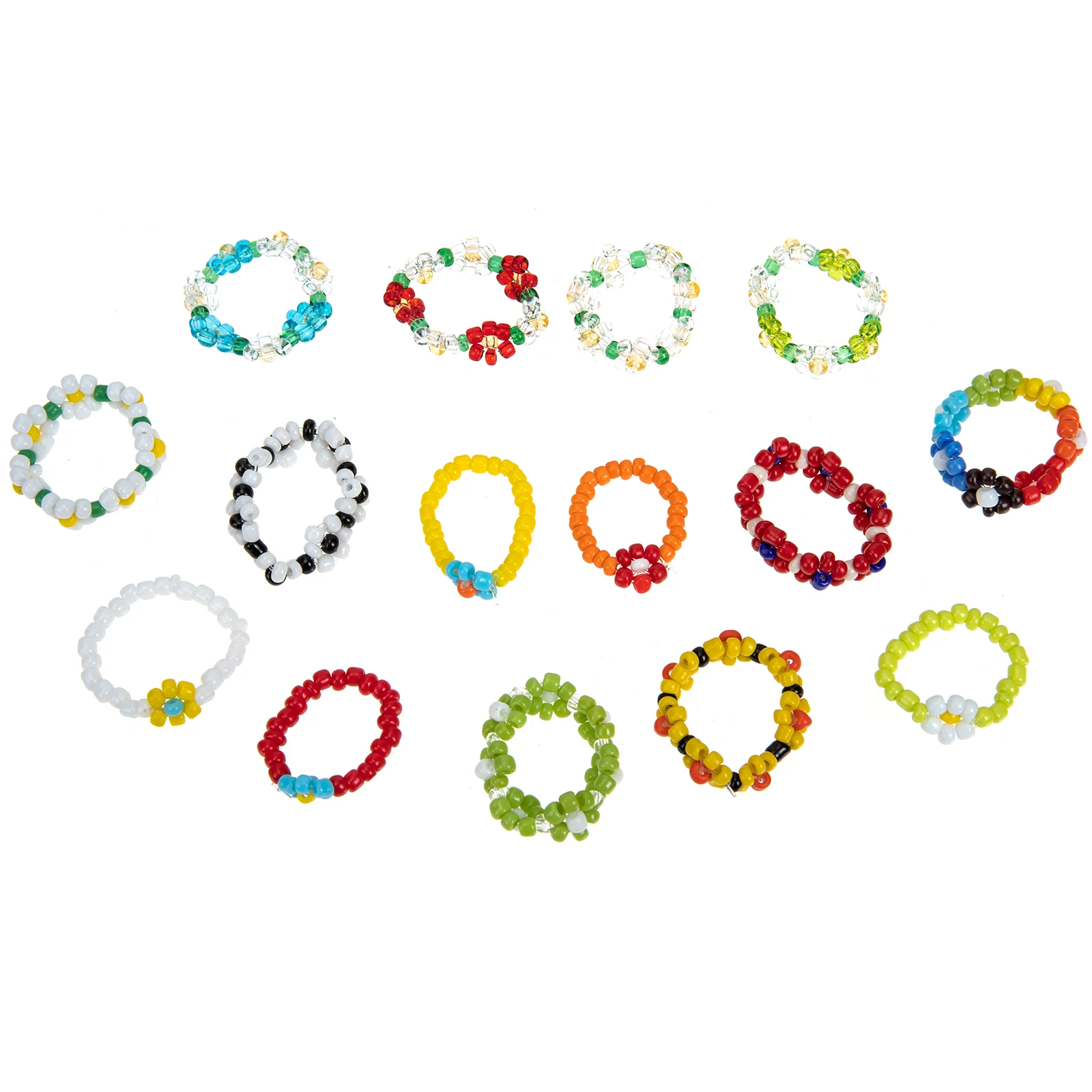 

15 Pcs Flower Rings Stylish Bead Rings for Women Summer Jewelry Aesthetic Girls Fashion Accessories Delicate Design Premium