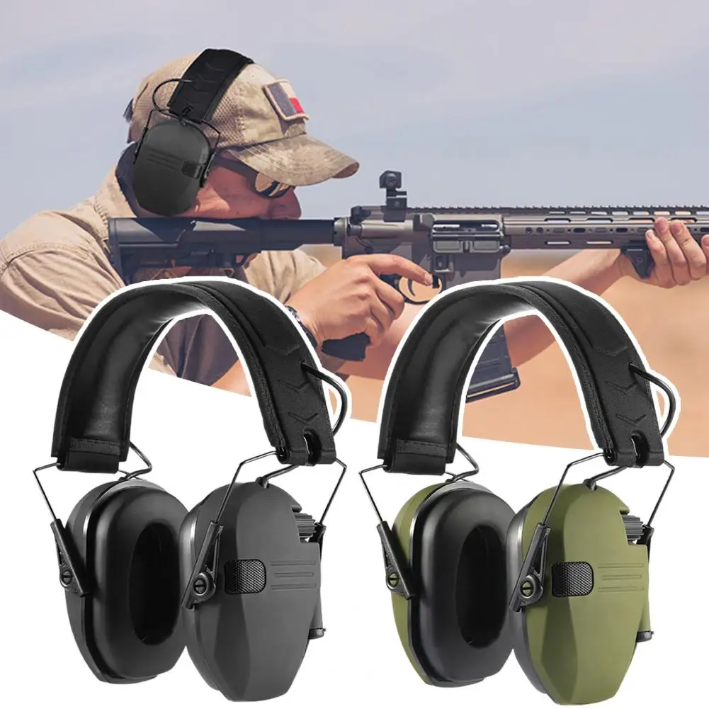 Electronic Earmuffs 24dB NRR Noise Cancelling Padded Ear Protection Headset Adjustable Headband Earmuffs with Microphones for Sh