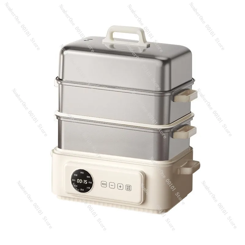 Multifunction Stainless Steel Electric Steamer Pot Large Capacity 3 Tier Household Food Steaming Cooker Electric Steam Box Cook