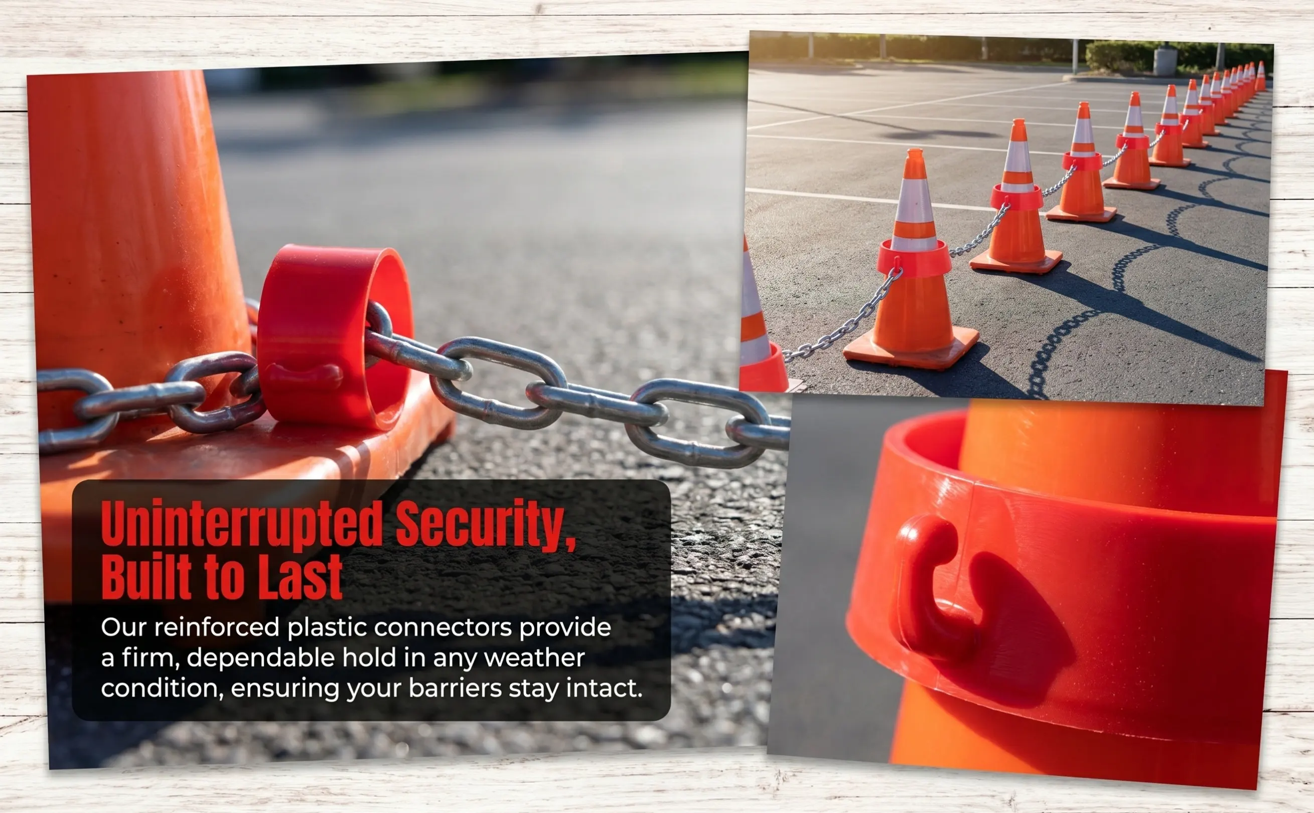 20Pcs Traffic Cone Chain Collar Plastic Chain Connector Secure Cone Collars for Road Barrier Connector Parking Zones