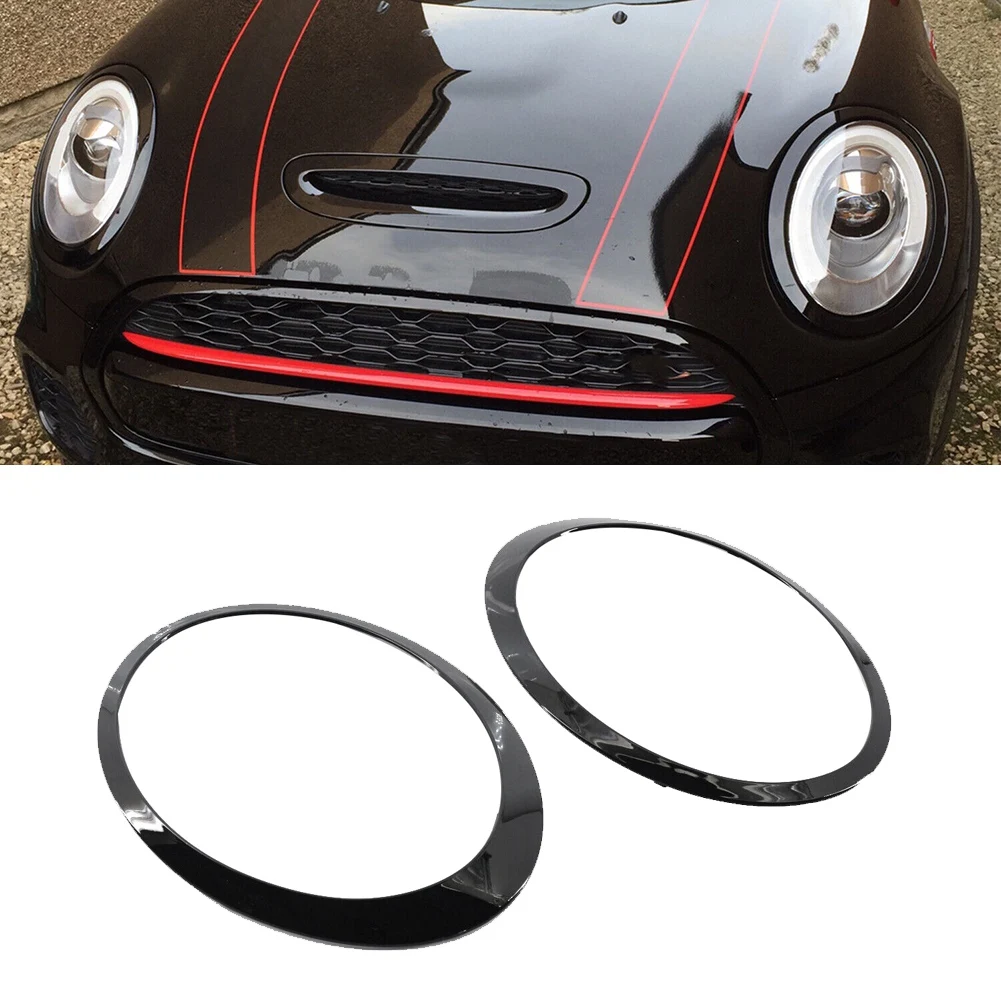 1Pair Gloss Black Headlight Trim Ring Decor for 2014-2019 MINI Cooper S F55 F56 F57