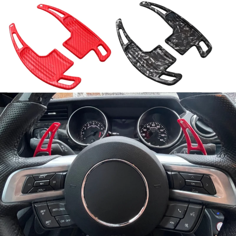 

2pcs ABS For Ford Mustang 2015 -2023 Extended Shifter Trim Paddles Steering Wheel Shift Paddle