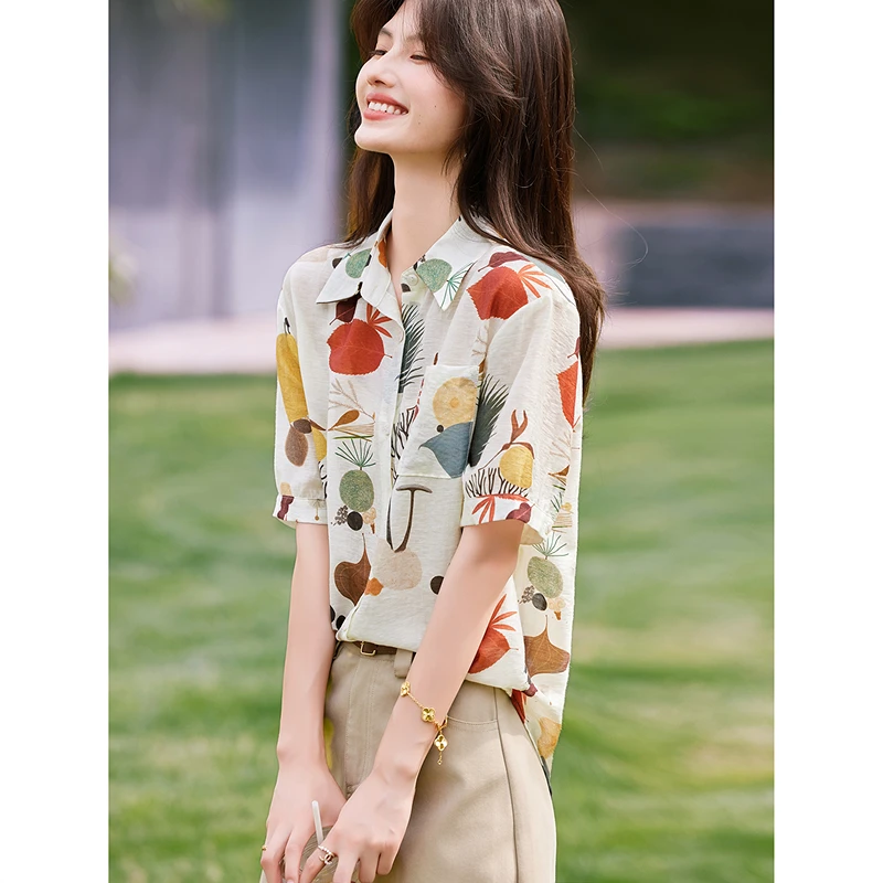 

Летний галстук, весенний гриб, свободный пуловер с воротником в стиле вестерн и принтом, женская блузка Rely, винтажный пикник