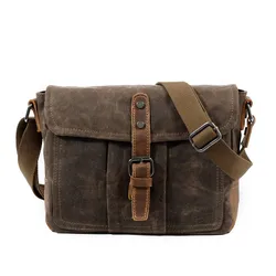 New Retro Crossbody Bag Casual Canvas Men'S Bag Shoulder Bag Men Simple Men'S Crossbody Bag Waterproof Men'S Bag Horizontal