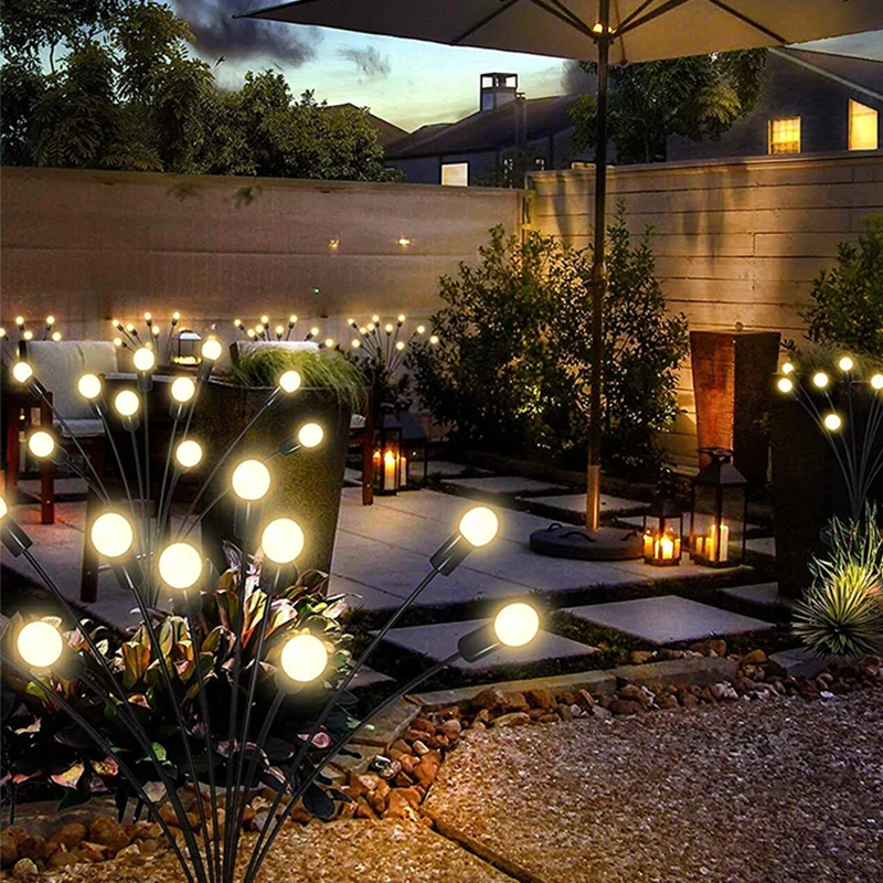 10 LED Solar Lights Outdoor Firefly Lamp Garden Decoration Starburst Swaying Landscape Path Waterproof Christmas
