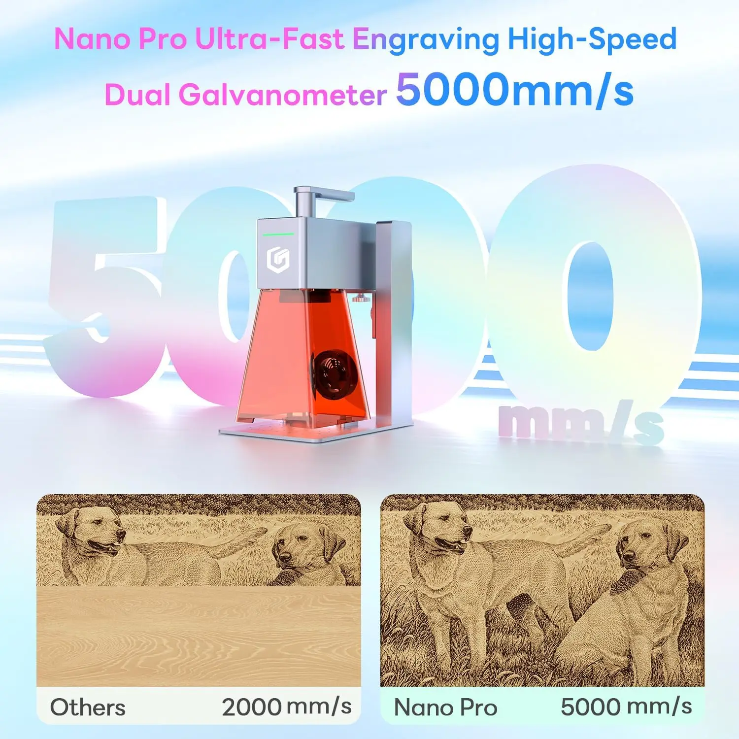 Longer Nano Pro ポータブル 12W レーザー彫刻機、拡張キット付き、5000mm/s 高速、彫刻精度 0.01 * 0.01mm