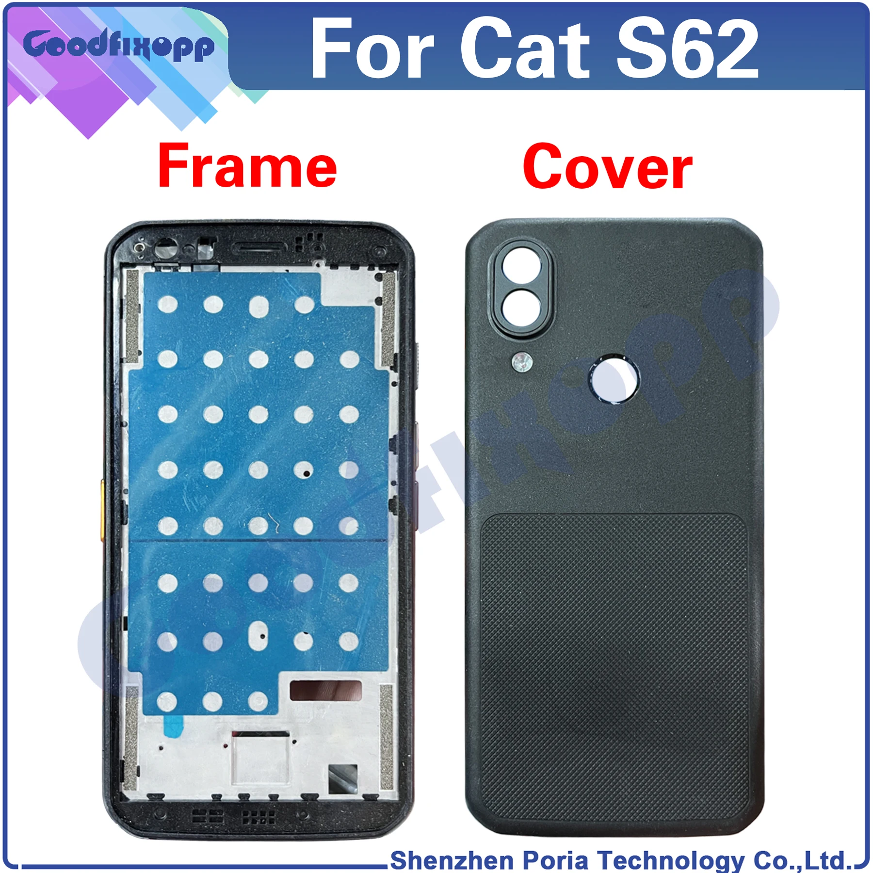 For Cat S62 Front Frame Battery Back Cover Rear Case Cover Middle Frame Rear Lid LCD Frame Replacement