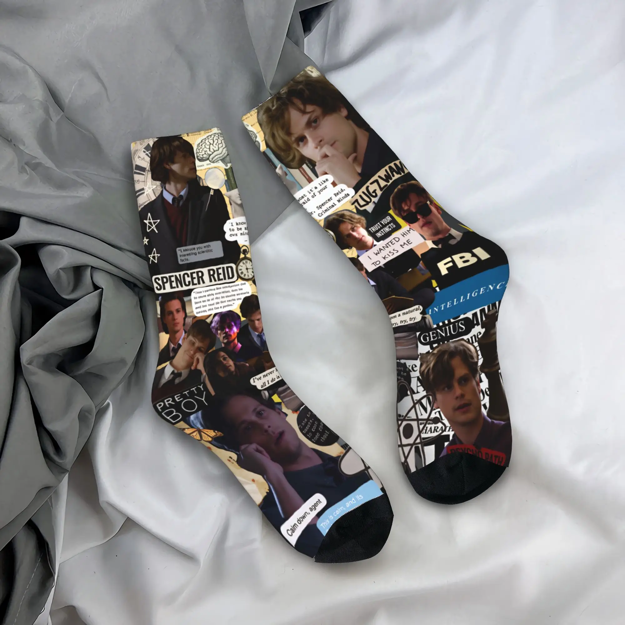

Criminal Minds Spencer Reid Socks Autumn Stockings Retro Men's Comfortable Socks Pattern Running Anti Skid Socks