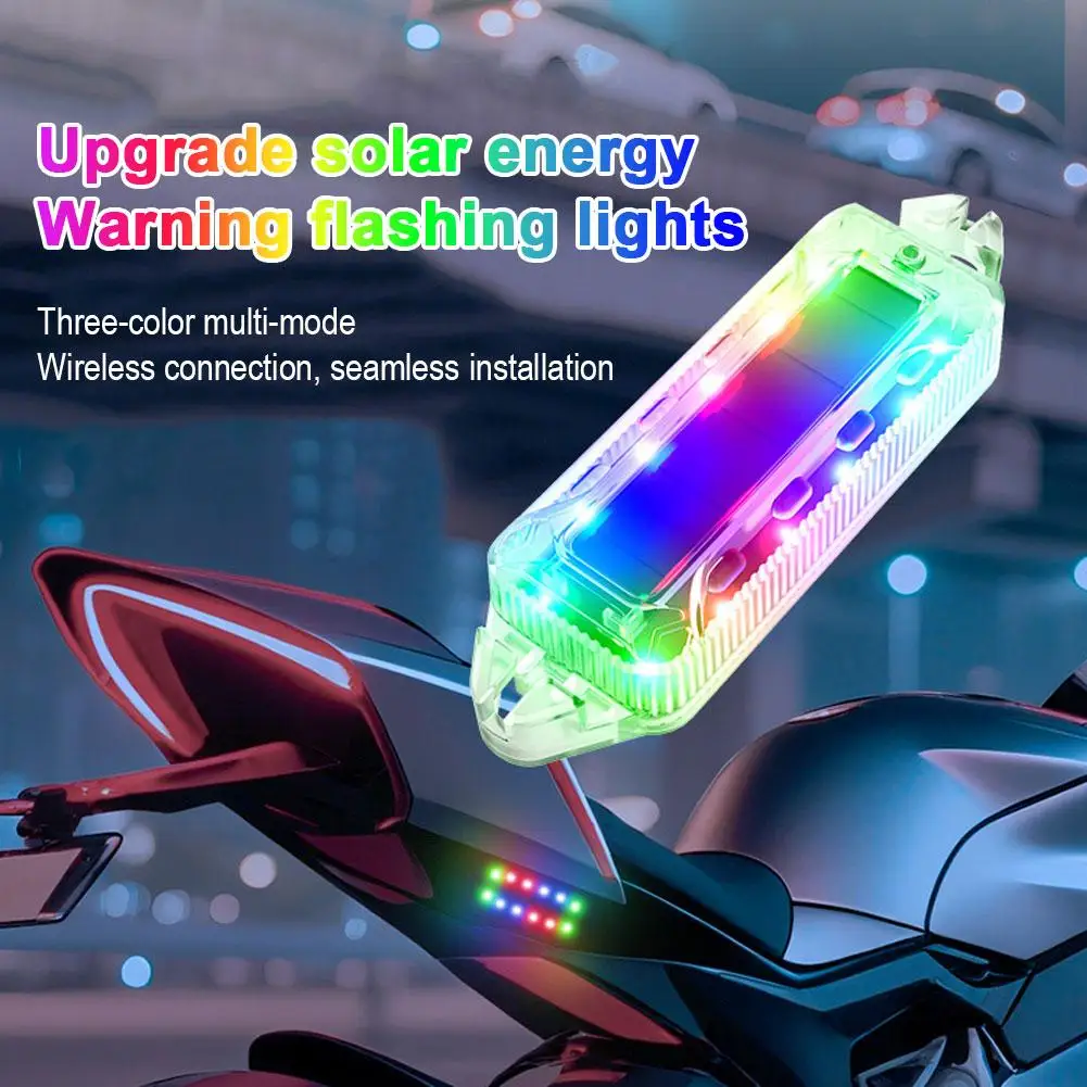 

2 шт. сигнальные огни для мотоциклов и ударов, красочные мигающие антизадние свободные проводки, светодиодные декоративные фонари на солнечной батарее, фонари, L U8B1