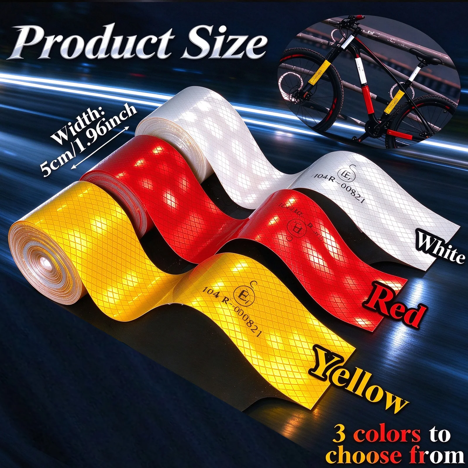 9.8m 104R White/Red Bright High Reflective Warning Safety Tape Strongly Sticky Waterproof For Trailer Car boats Bicycle Building