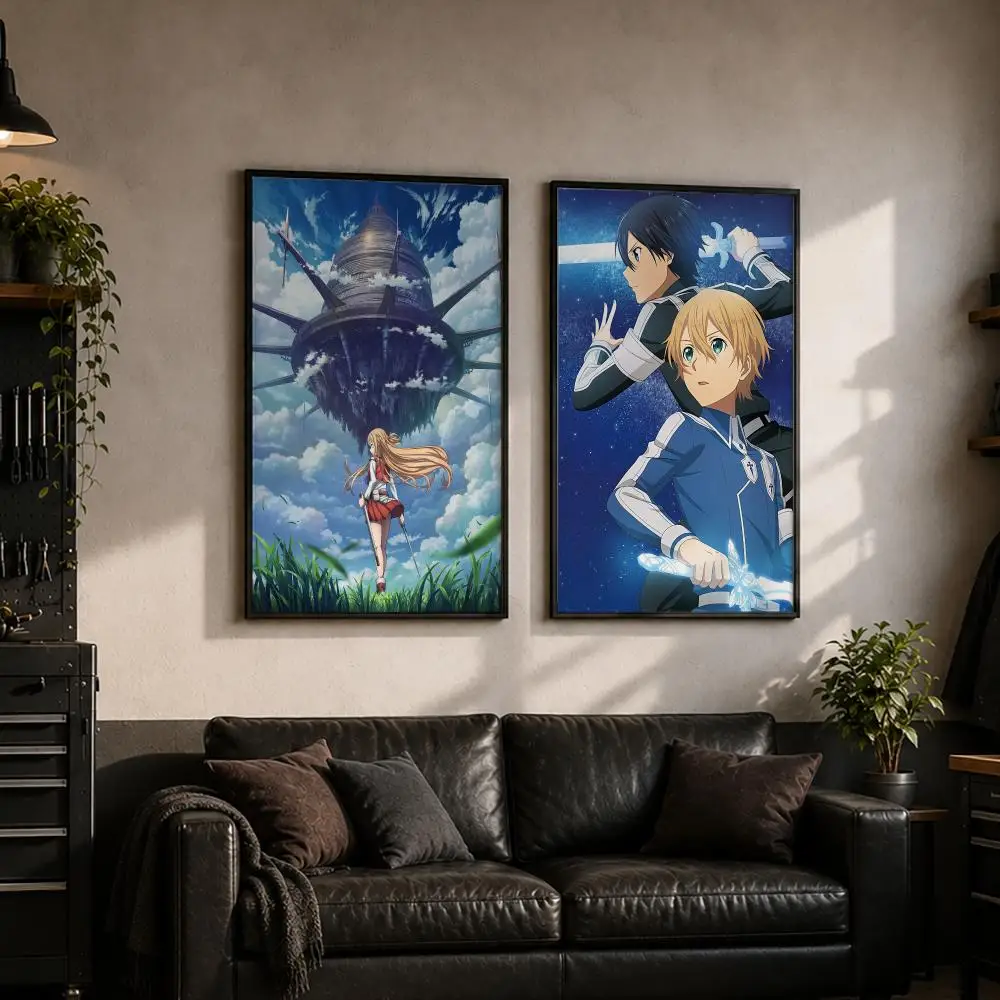 Anime S-Sword Art Online Painting Calligraphy Canvas Poster Set Wall Artwork Prints for Bedroom Living Room Home Decor Gift
