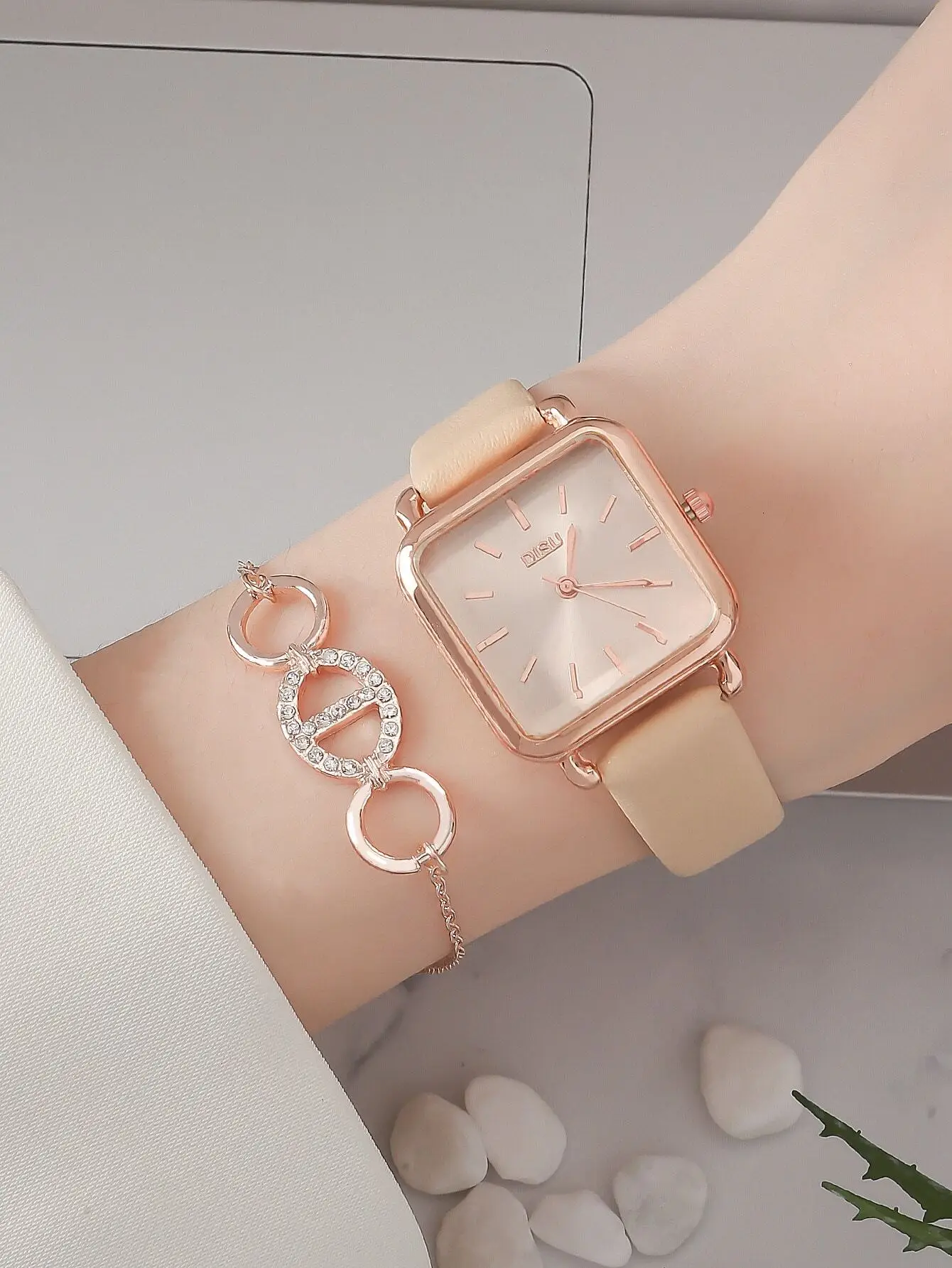 Rose Gold Square Di…