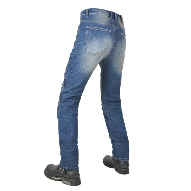 2026 Fashion Women's Protective Motorcycle Riding Jeans, Washed Distressed Ripped Vintage Straight-Leg Biker Pants