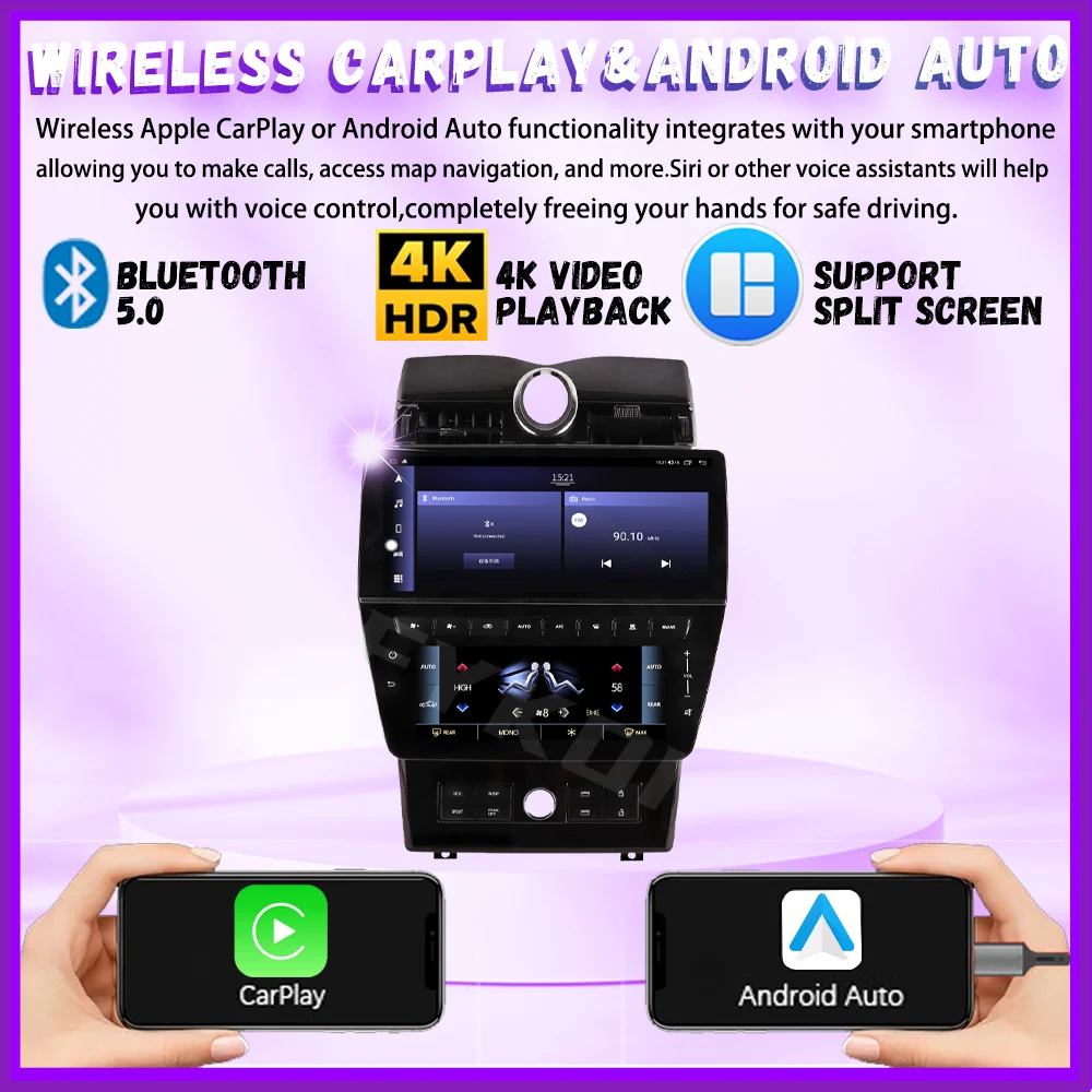 Car Radio For Maserati Quattroporte 2004-2012 CarPlay AndroidAuto Automotive multimedia Tesla Style Bluetooth 4G GPS WIFI Stereo