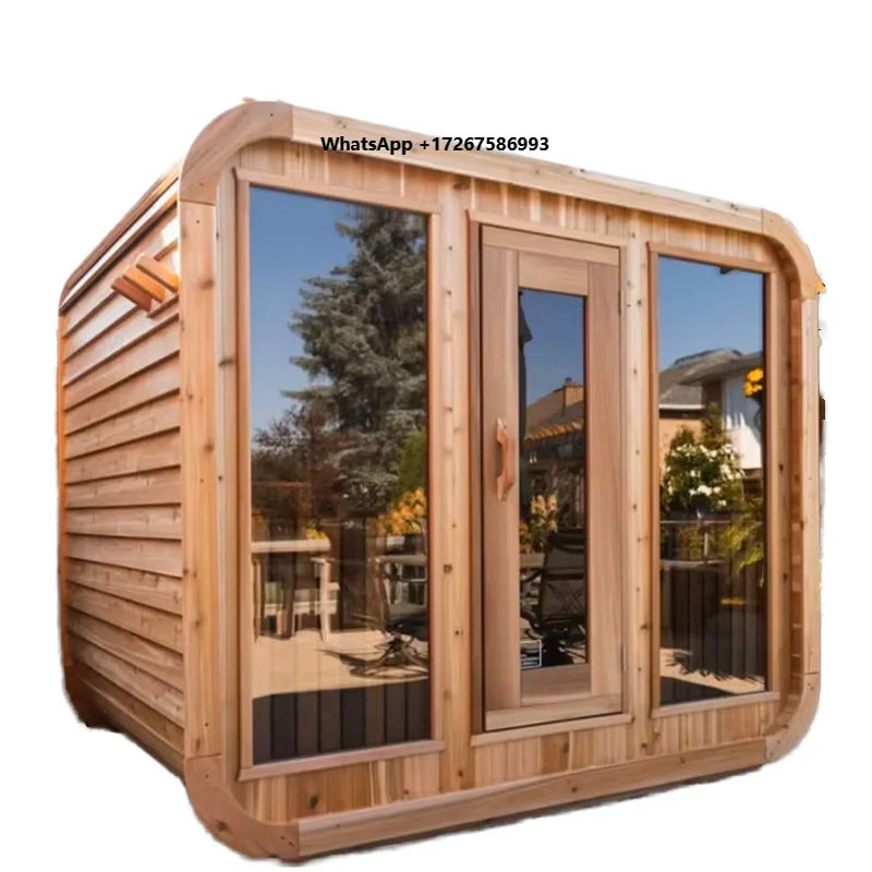 Modern 6-Person Traditional Red Cedar Outdoor Sauna Room 6kw Stove Heating Far Infared Equipment Wet Steam Deposit Required