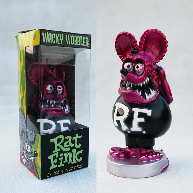 Shake Head Doll Rat Fink 17cm Pvc Electroplated Color Anime Figure American Car Modification Trend Culture Rat Fink Ornament