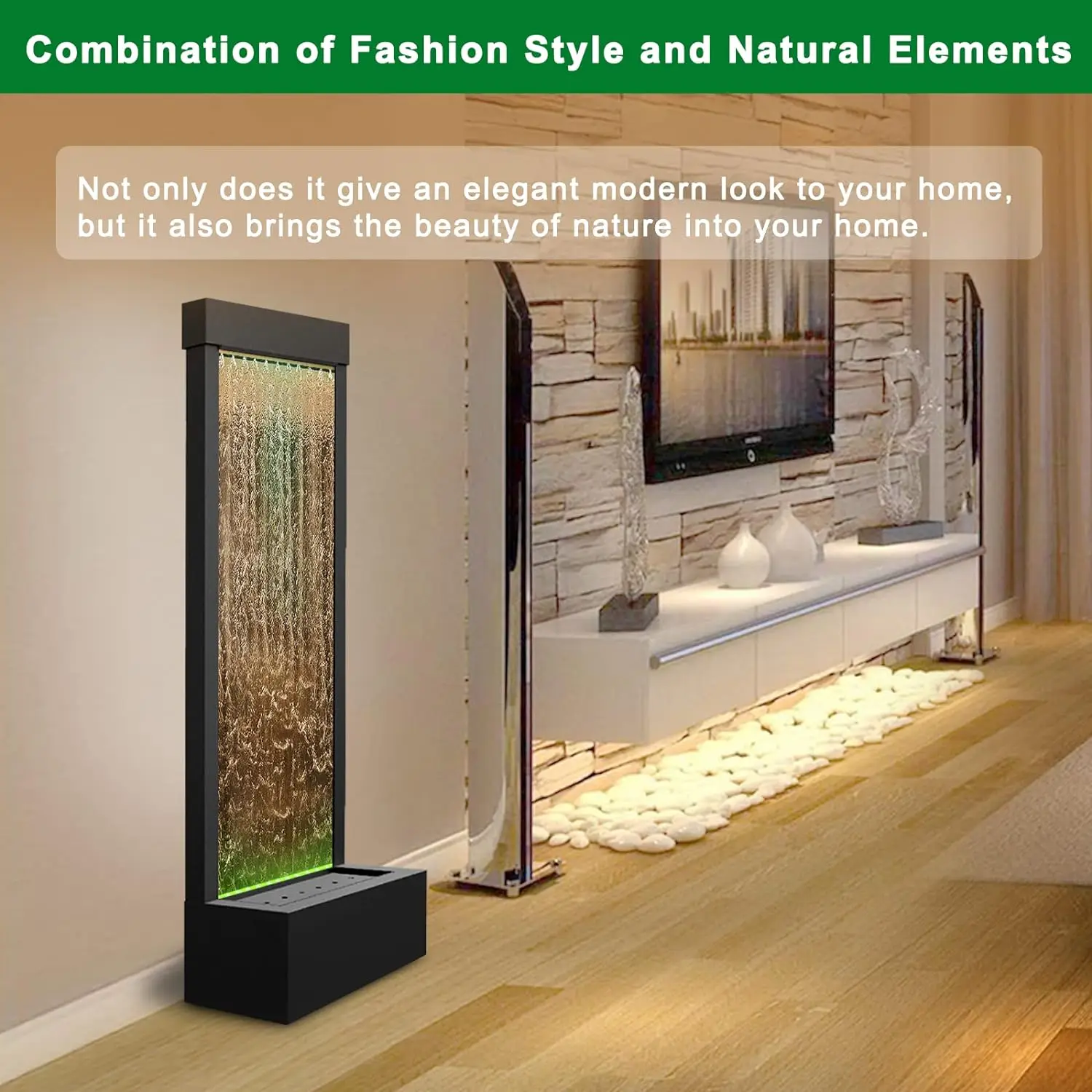 Imagem -05 - Fonte de Água Interior com Luz Led Multicolor Kit Waterfall Fountain Floor Standing Fountain App Controlado