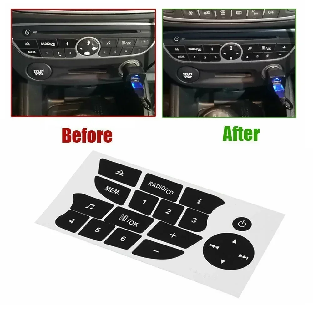 1PCS For Renault Megan Clio 09-11 Car Radio Button Repair Sticker Decal auto CD Aufkleber Reparatur Getragen-Knopf Schalter