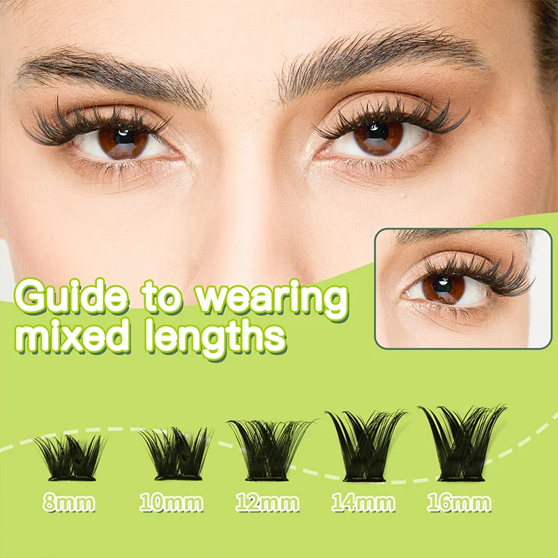 JIZI-LASH Self Adhesive Eyelashes Natural Lightweight Individual Lash Clusters 8-16mm 3D Lashes Eyelash Makeup Tool Accessories