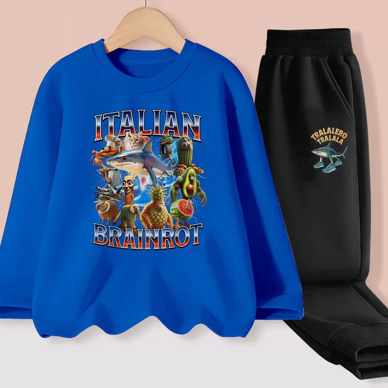 ايمي لاكانا الأطفال ربيع الخريف ازياء الدماغ الإيطالي طويلة الأكمام تي شيرت السراويل للبنين 2 قطعة مجموعة 3-14T #2