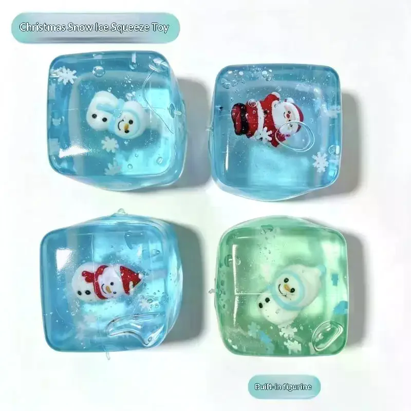 Christmas Ice Cube Fidget Toys Soft Jelly Cute Figures Slow Rebound For Stress Relief Holiday Gifting Slow Rising Sensory