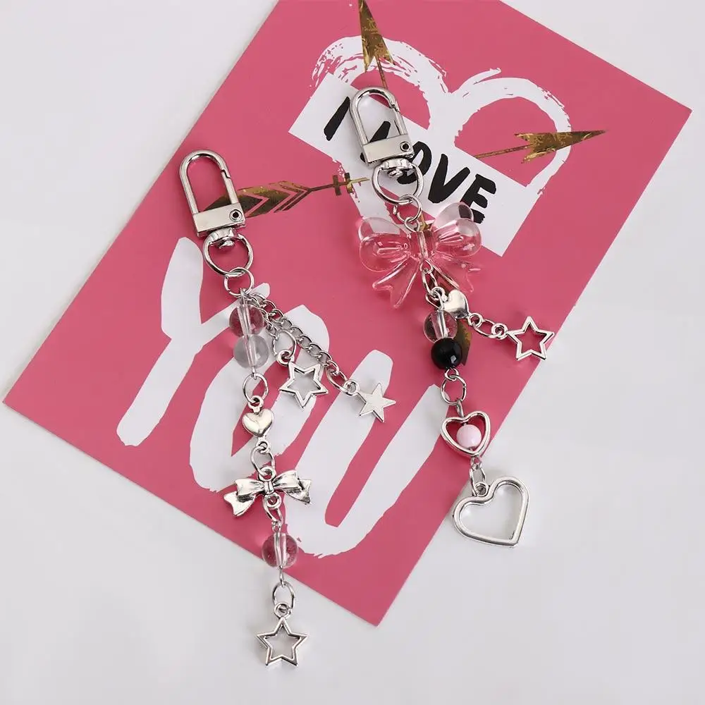 Pearl Bead Bead Phone Charm Strap Bowknot Sweet Mobile Phone Chain Short Keychain Bowknot Beaded Cellphone Strap Mobile Phone