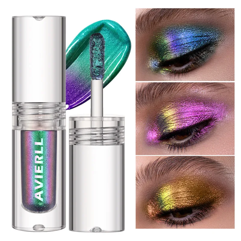 Sombra de ojos líquida para mujer, sombra de ojos con gradiente brillante, aspecto glamuroso, juego de maquillaje con brillo, delineador de ojos brillante resistente al agua