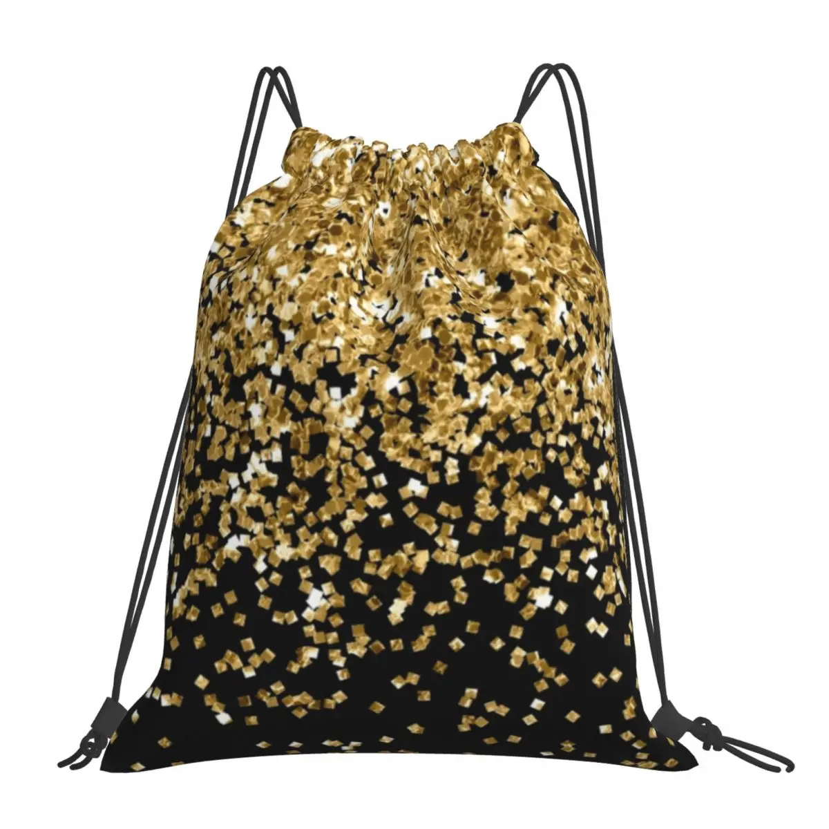 Gold Glitter Backpacks Fashion Portable Drawstring Bags Drawstring Bundle Pocket Sports Bag Book Bags For Travel Students