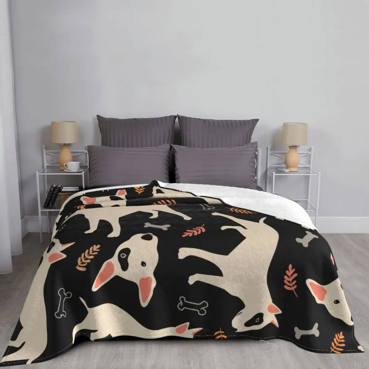 Bull Terrier Flannel Blankets Gifts for Animal Dog Lovers Cozy Throw Blankets Bedroom Sofa Decoration Ultra-Soft Warm Bedspreads