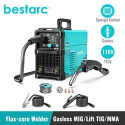 bestarc MIG Welder, MIG145 135A Gasless MIG/Lift TIG/Stick 3 in 1 MIG with Digital Screen Display,110V Single Phase Voltage