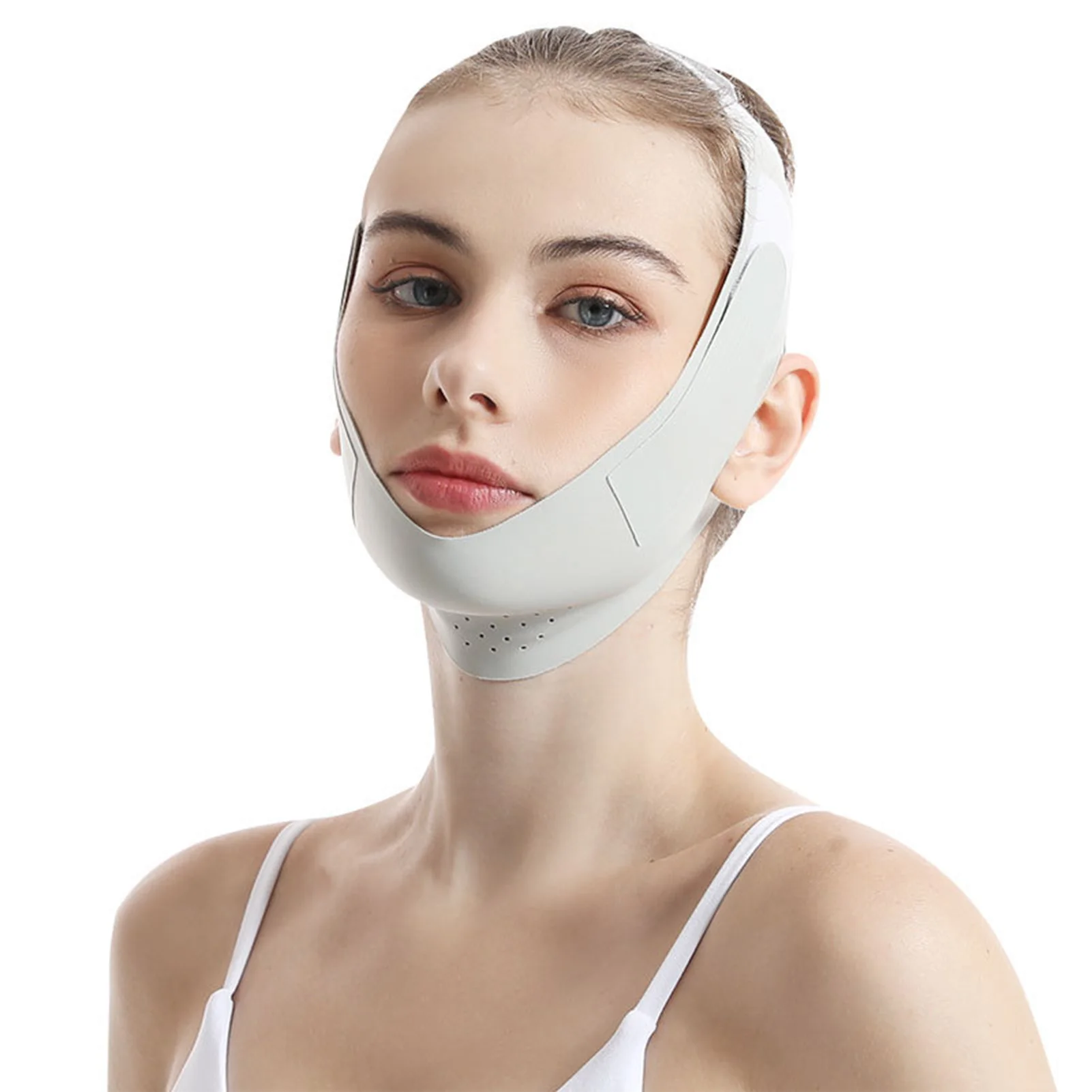 V Face Lifting Bandage Adjustable Chin Strap for Face Slimming with Breathable Ice Silk Material and Tension Control